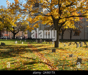 L'ancien Burying Ground dans Harvard Square, Cambridge, MA Banque D'Images