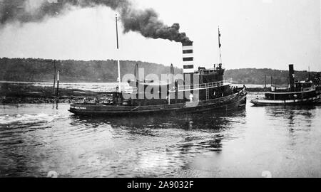 Tugboat A. J. Pierre sur le Cape Cod Canal 6/26/1915 Banque D'Images