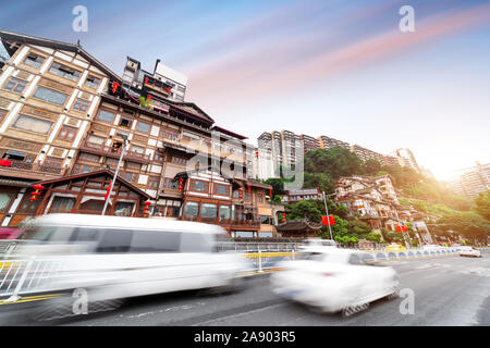 Les routes et les bâtiments anciens célèbres : Hongyadong, Chongqing, Chine. Banque D'Images