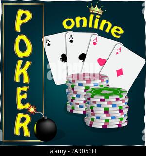 Poker en ligne bannière. vector illustration. Des jetons de poker vector illustration. Illustration de Vecteur