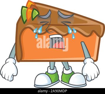 Tranche du gâteau dans le personnage de pleurer. Illustration de Vecteur