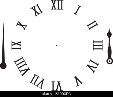 Éléments de l'horloge. L'heure et de la minute avec chiffres romains. Vector illustration isolé Illustration de Vecteur