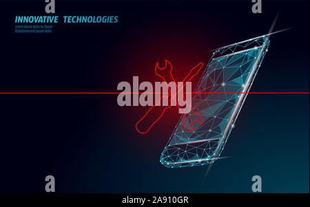 Service d'aide à la réparation de téléphone concept d'entreprise. Smartphone mobile Fatal crash du système. Erreur de logiciel bug perte de données. 3D attaque de virus information security Illustration de Vecteur