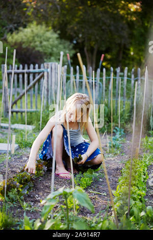 Fille dans le jardin Banque D'Images