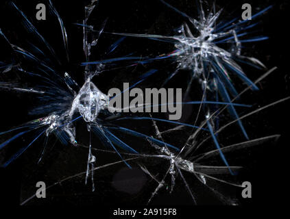 Verre. Brisé Téléphone Verre bleu Banque D'Images