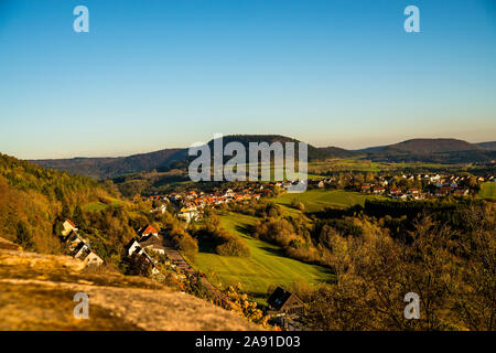 Vue panoramique sur les montagnes du Jura souabe, Allemagne Banque D'Images