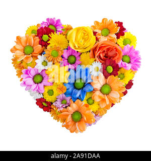 Fleurs coeur isolé contre fond blanc Banque D'Images