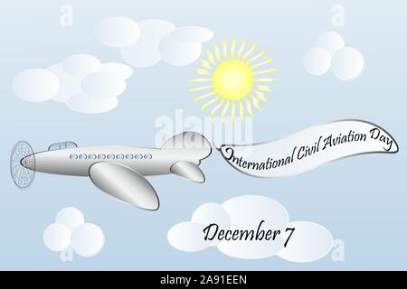 Journée internationale de l'aviation civile. Décembre, 7 Illustration de Vecteur