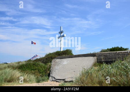 Croix de Lorraine, Courselles-sur-Mer, Normandie, France Banque D'Images