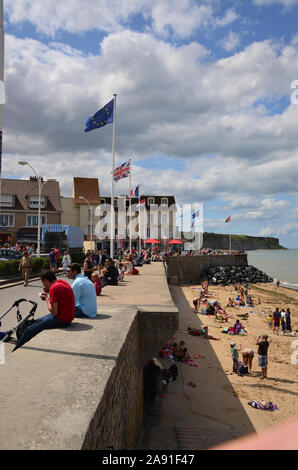 La plage, Normandie Arromanche Banque D'Images