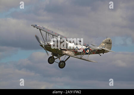 Biplan Hawker Demon Vintage en vol Banque D'Images