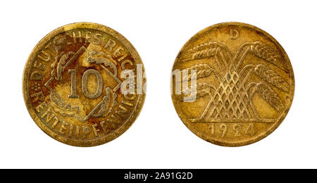 10 Rentenpfennig Coin de Allemagne Banque D'Images