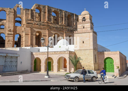 Amphithéâtre romain et de la mosquée d'El Jem en Tunisie, Unesco world heritage Banque D'Images