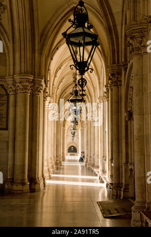 Plafonds voûtés du couloir dans l'entrée de l'Hôtel de ville de Vienne (Rathaus) Banque D'Images