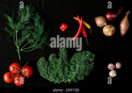 Légumes sur fond noir Banque D'Images