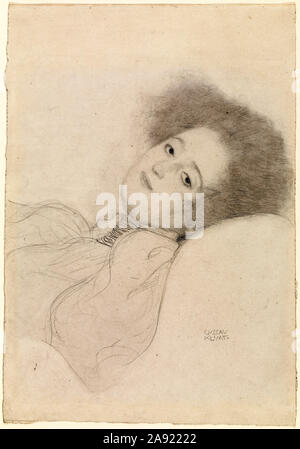 Gustav Klimt, Portrait d'une jeune femme couchée, dessin, 1897-1898 Banque D'Images