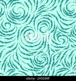 Modèle vectoriel en couleur turquoise. Motif transparent Marine faite d'éclaboussures et des vagues. La texture des spirales de boucles et de tourbillon. Illustration de Vecteur