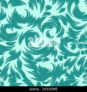 Modèle vectoriel en couleur turquoise. Motif transparent Marine faite d'éclaboussures et des vagues. La texture des spirales de boucles et de tourbillon. Illustration de Vecteur