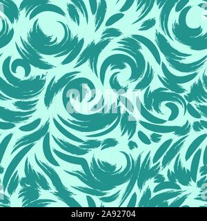 Modèle vectoriel en couleur turquoise. Motif transparent Marine faite d'éclaboussures et des vagues. La texture des spirales de boucles et de tourbillon. Illustration de Vecteur