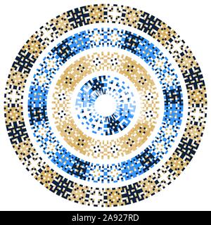 De pixels numériques en forme de cercle. petits carrés dans logo rond. cadre numérique vecteur élément design. Illustration de Vecteur