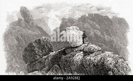 La Logan Rock, près du village de Treen, Cornwall, Angleterre, vu ici au 19e siècle. Photos de l'anglais, publié en 1890. Banque D'Images