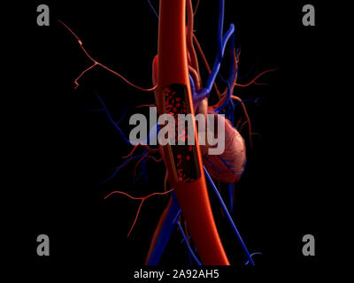 Les vaisseaux sanguins de l'artère, illustré avec une section, le rendu de haute qualité avec des textures originales et de l'illumination globale Banque D'Images