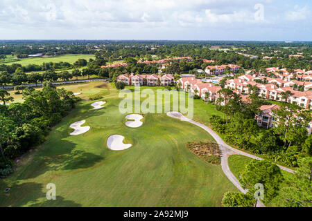 Floride, Port Pt Saint St Lucie, PGA Golf Club à PGA Village, parcours de golf fairway, Perfect Drive locations de vacances, vue aérienne aérienne d'oiseau au-dessus, p Banque D'Images