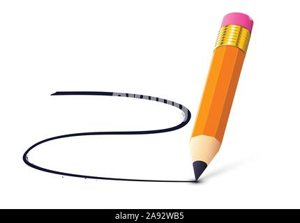 Crayon avec gomme objet isométrique avec icône réaliste pour l'école ad à thème Illustration de Vecteur