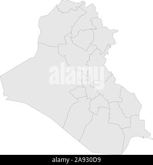 Carte politique de l'Iraq avec contours vector illustration. Couleur gris clair. Illustration de Vecteur