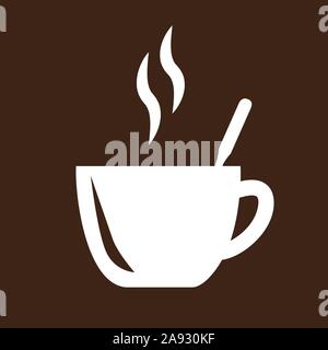 Tasse de café avec cuillère vector illustration. Fond brun. Illustration de Vecteur