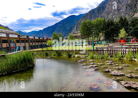 Andorre-la-Vieille, capitale de l'Andorre. dans les Pyrénées, entre l'Espagne et la France Banque D'Images