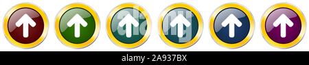 Flèche vers le glossy icon set, silver metallic golden illustrations vectorielles en 6 options pour la conception de sites web et applications mobiles Illustration de Vecteur