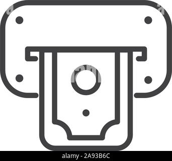 Distributeur automatique de billet de banque, finance trésorerie ligne épaisse icône vector illustration Illustration de Vecteur