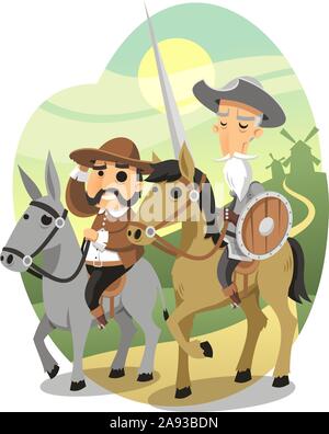 Vector cartoon illustration de Don Quichotte Illustration de Vecteur