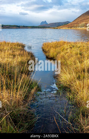 Le loch et Borrolan Suilven, Sutherland, Scotland, United Kingdom Banque D'Images