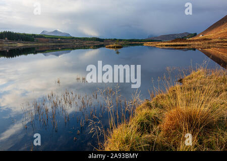 Le loch et Borrolan Suilven, Sutherland, Scotland, United Kingdom Banque D'Images