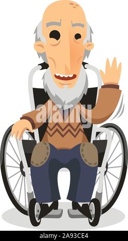 Grand-père en fauteuil roulant sur cartoon vector illustration Illustration de Vecteur