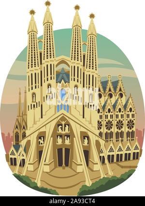 Église sainte famille cartoon illustration Illustration de Vecteur