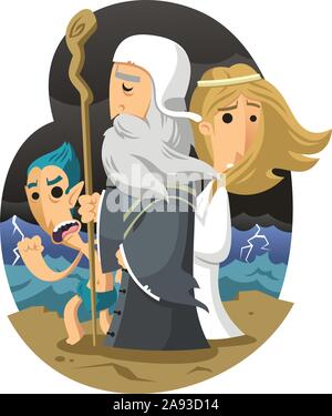 Le Tempest William Shakespeare vector cartoon illustration Illustration de Vecteur