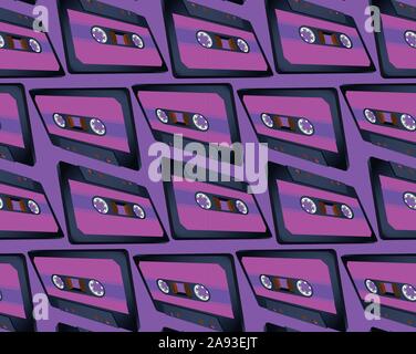 Cassette compacte modèle transparent avec bande ou en vol à vue en perspective Illustration de Vecteur