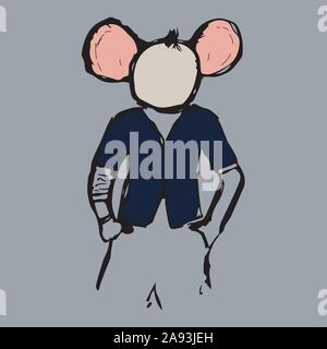 Illustration de croquis à la main à la main de la souris rat Illustration de Vecteur