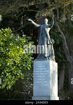 Statue de Lord Stanley dans le parc Stanley; Vancouver (Colombie-Britannique), Canada Banque D'Images