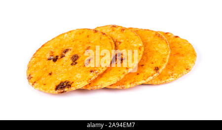 Senbei, craquelins de riz japonais on white Banque D'Images