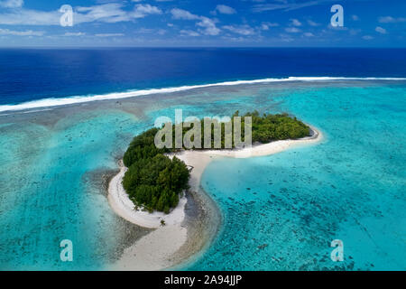 L'Île Koromiri, Muri Lagoon, Rarotonga, îles Cook, Pacifique Sud - Antenne de drone Banque D'Images