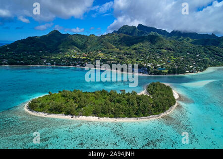 L'Île Koromiri, Muri Lagoon, Rarotonga, îles Cook, Pacifique Sud - Antenne de drone Banque D'Images