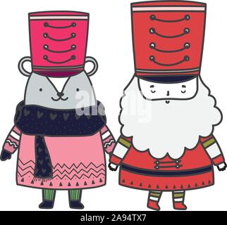 Joyeux Noël Casse-Noisette célébration soldat et ours avec sweater vector illustration Illustration de Vecteur