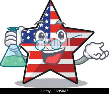 Usa star table de caractères au-dessus de professeur de dessin animé Illustration de Vecteur