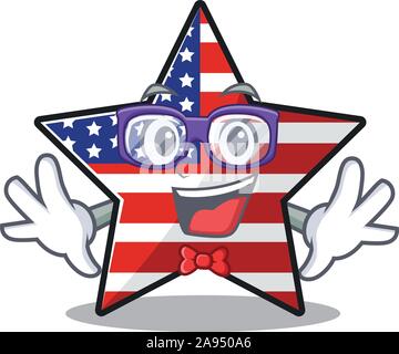 Usa star cartoon geek au-dessus de la table de caractères Illustration de Vecteur