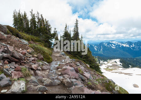 Vue paysage des montagnes comme vu du côté du mont Rainier dans l'État de Washington (État). Banque D'Images