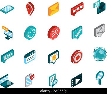 Social media icons vector illustration collection isométrique Illustration de Vecteur